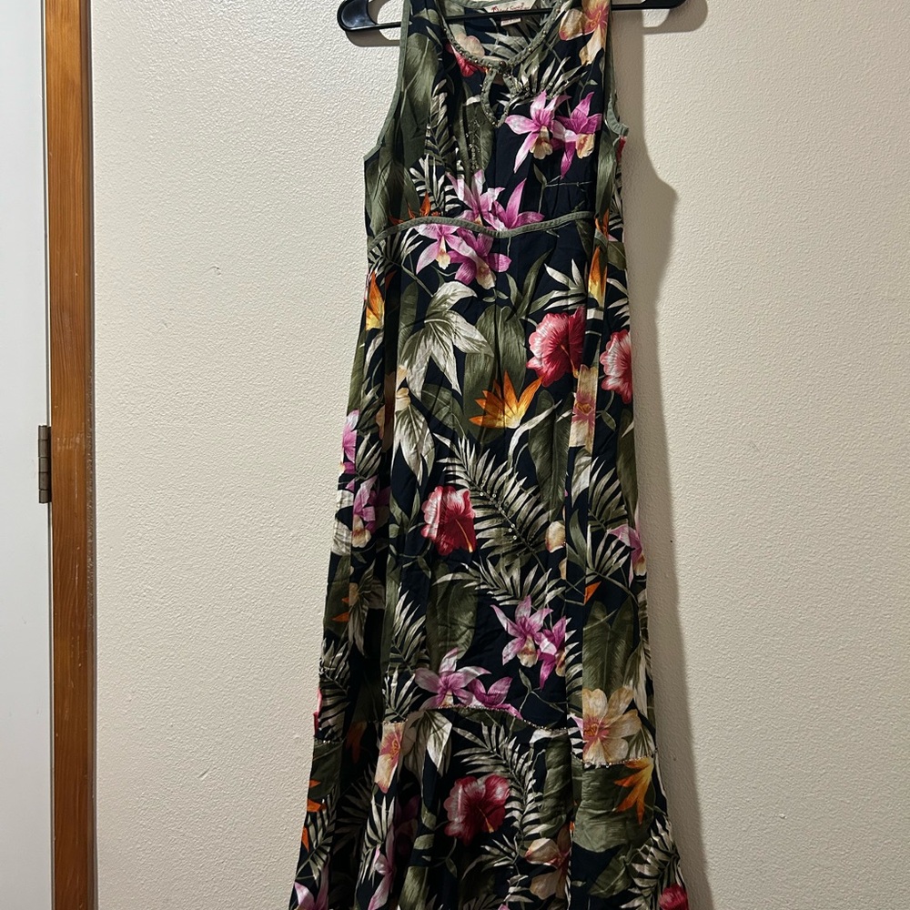 Tropical Floral Maxi Dress, Island Tropics, Medium, Rayon